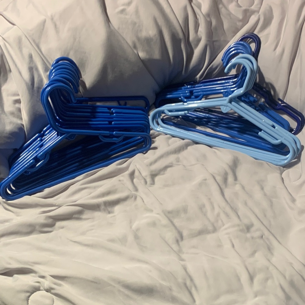 Set of Blue Plastic Hangers